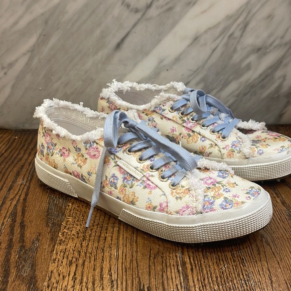 LoveShackFancy x Superga Pink Multi Florla Sneakers (w blue laces only) - Picture 4 of 7